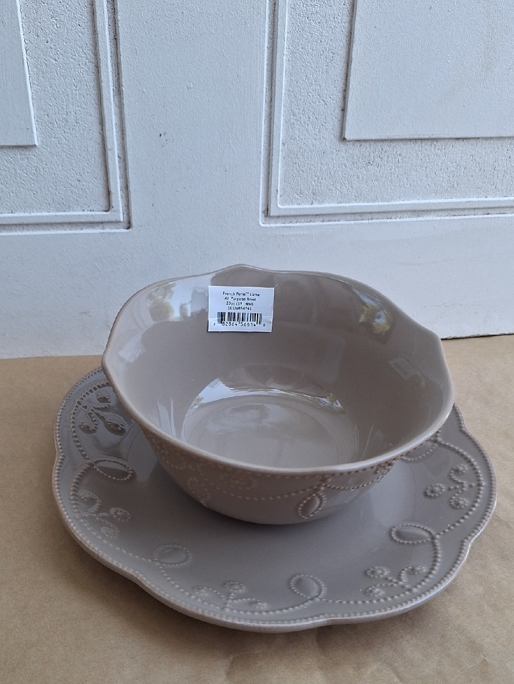 NWT Lenox French Perle Latte bowl 20-ounce & accent plate 9 inches